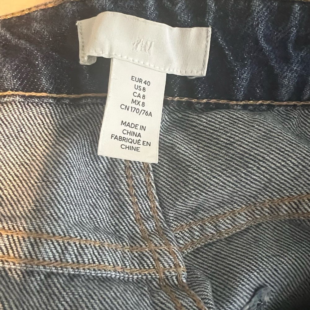 Dark wash high waisted straight leg jeans